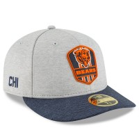 Men's Chicago Bears New Era Heather Gray/Navy 2018 NFL Sideline Road Low Profile 59FIFTY Fitted Hat 3058528